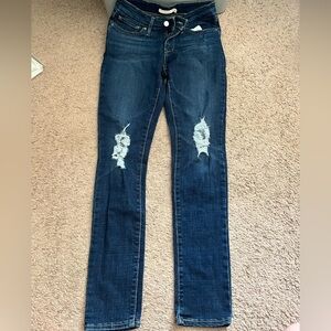 Levi’s 711 Skinny Distressed Dark Wash Jeans